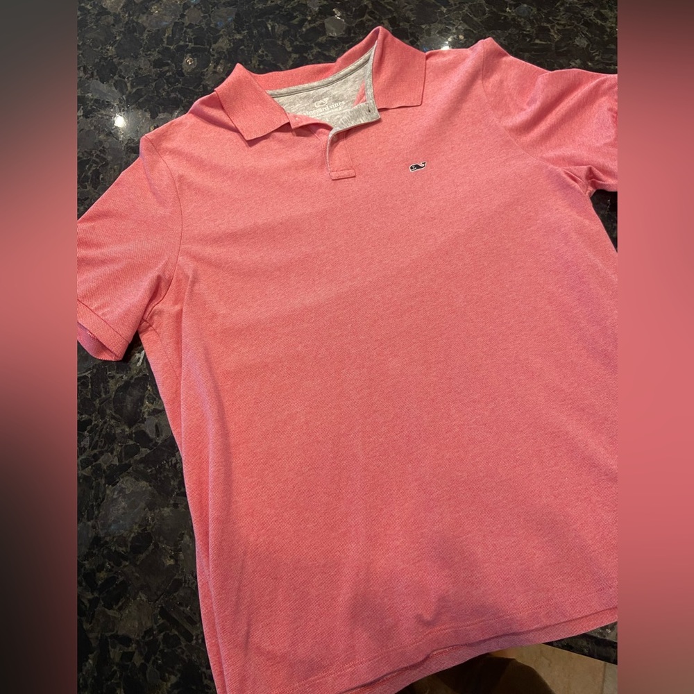 Men’s Vineyard Vines Polo T-Shirt - Large Color: Salmon